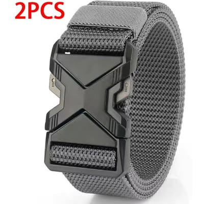 2 Stuks Heren Riem Leger Outdoor Jacht Tactisch Outdoor Bergbeklimmen Multifunctioneel Tactisch Nylon Canvas Geweven Broekriemen 125cm black