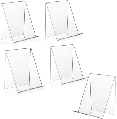 Dailygoods- Boekenstandaard Transparant - 5 Stuks - Acryl - Multifunctionele Tafelstandaard - Voor Boeken/Foto's - Afmetingen 100 x 115 x 130 mm - Displaystandaard
