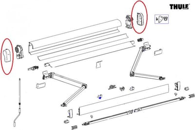 Thule Eindkap Mainhousing LH+RH 4900 Geanodiseerd