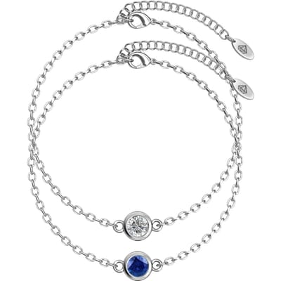 Geboortesteen armbanden - Zilver, kristal en blauw