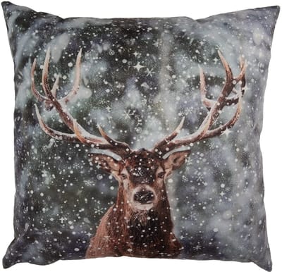 Clayre & Eef Kussenhoes 45x45 cm Grijs Polyester Hert