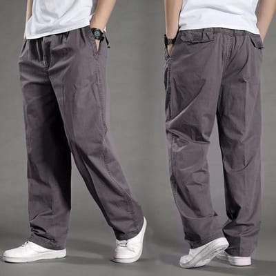 Zomer Plus Size Heren Wijde Pijpen Broek Multi-pocket Overalls Rechte Casual Broek Outdoor Losse Versie Sportbroek XXXL donkergrijze kleur