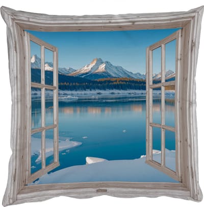 Sierkussens - Kussentjes Woonkamer - 50x50 cm - Landschap - Winter - Meer - Bergen - Uitzicht - Doorkijk - Licht