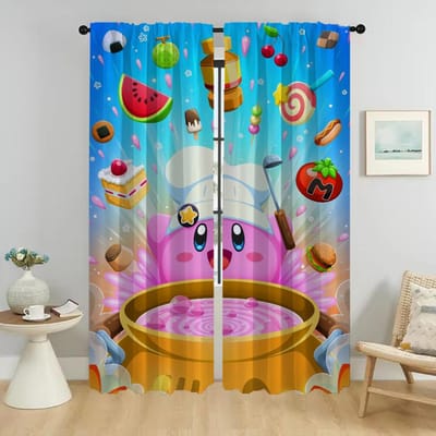 Kirbyes Keukengordijnen 2 Stuks Home Interieurgordijnen voor Woonkamer Gordijn Halloween Decoratie Tule voor Slaapkamer Shades W50xH70cmx2pcs-CL blue