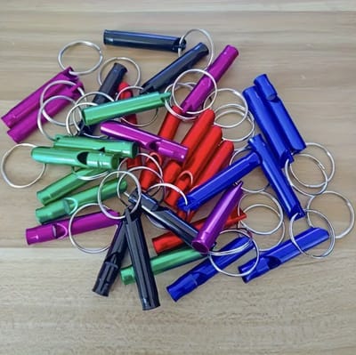 Noodfluitje / 10 nood fluitjes / Sleutelhanger met noodfluit / willekeurige kleuren / In geval van nood