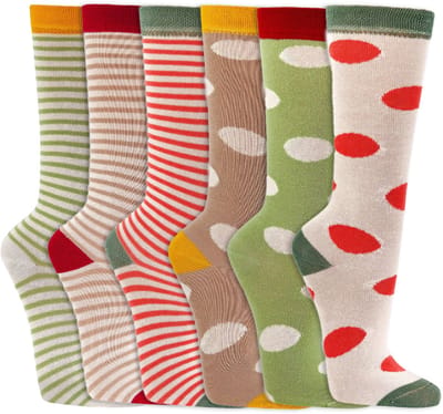 Kleurrijke kindersokken | Kniekousen | Merk: Socks4Fun | Maat: 19 t/m 38 | Motief: Strepen en stippen | 6 Paar
