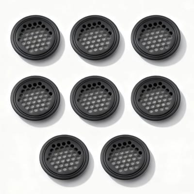 Dailygoods- Ventilatierooster zwart - Rond - 8 stuks - Roestvrij staal - Geventileerd en ademend - Voorkomt vocht en geur - Ventilatieopening