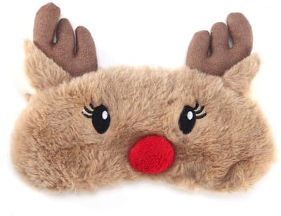 Dailygoody - Slaapmasker - Pluche Slaapoogmasker - Schattige Dierpatronen - 5 Kleuren - Warmtefunctie - Voor Thuis en Op Reis - Hert