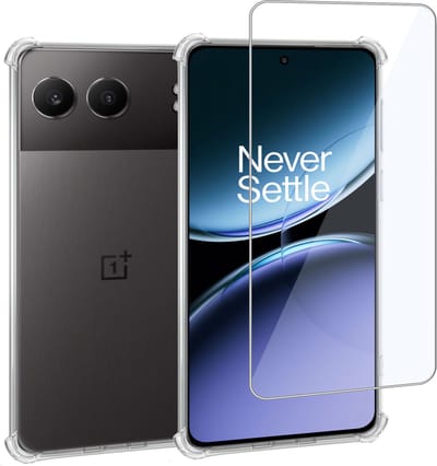 Geschikt voor OnePlus Nord 4 - Hoesje + Screenprotector – Gehard Glas Cover + Shock Proof Case - Transparant