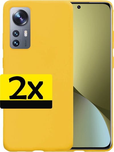Hoesje - 2 Stuks - Geschikt voor Xiaomi 12X - Sterk & Shockproof - Case Siliconen - Back Cover - Telefoon Hoes - Telefoonhoesjes - Geel
