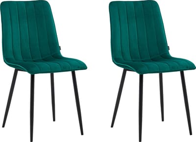 Colenis® - Eline Eetkamerstoel - Set Van 2 - Groen - Fluweel - Comfortabel en Modern Design - Metalen Poten - Voor Eetkamer, Woonkamer, Keuken