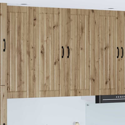 vidaXL - Wandkast - LUCCA - Artisanaal - eiken - 80 - x - 31 - x - 100 - cm - Bewerkt - hout