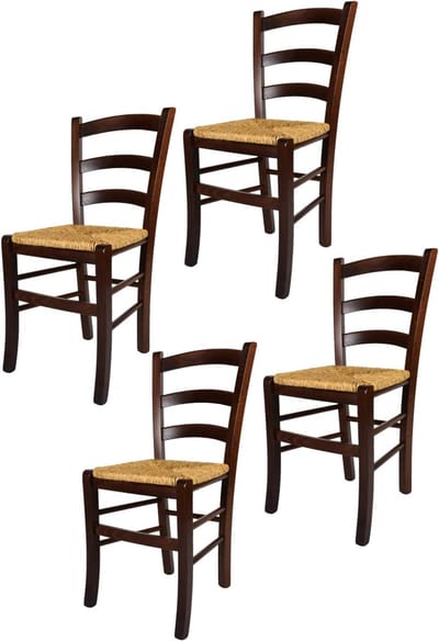 Set stoelen - Eetkamerstoelen Keukenstoelen - Comfortabel Zitten - Handgemaakt In Italië - 44x43x88cm - Notenhout