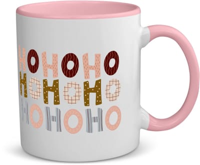Akyol - kerst ho ho ho koffiemok - theemok - roze - Kerstmis - kerst beker - winter - kerst - christmas - kerst cadeau - 350 ML inhoud