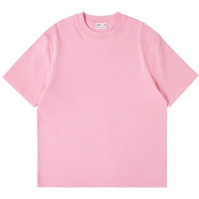 Gekamd Katoen 240G Zwaar Katoen Dubbel Garen T-shirt met Korte Mouwen Heren Mode Merk Effen Kleur Verlaagde Schouder Ronde Hals Top Dames Zomer M pink