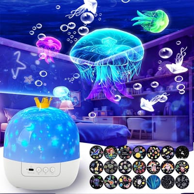 Daity Sterrenhemel & Oceaan Projector Nachtlamp voor kinderen, 21 projectieschijven, 360° draaibaar, plafond sfeerlamp voor slaapkamer, decoratie, verjaardag en kerstcadeau