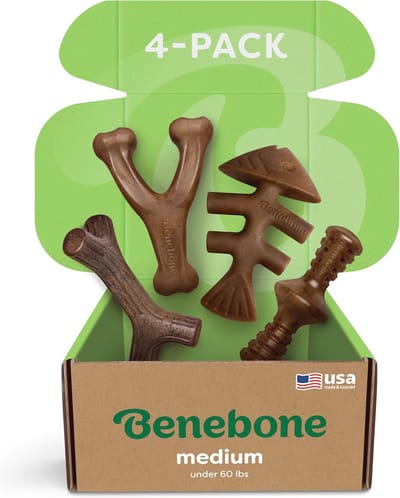 Duurzaam Kauwspeelgoed voor Agressieve Kauwers - Set met Wishbone, Fishbone, Stick & Zaggler voor Middelgrote Honden