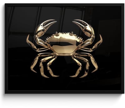 Poster in lijst - Fotolijst 70x50 cm - Posters - Goud - Krab - Dieren - Zwart - Posterlijst zwart - Decoratie - Wanddecoratie woonkamer - Muurdecoratie slaapkamer
