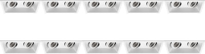 Spot Armatuur 10 Pack - Pragmi Zano Pro - GU10 Inbouwspot - Rechthoek Dubbel - Wit - Aluminium - Kantelbaar - 185x93mm