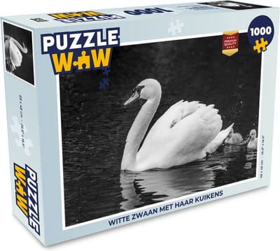 Puzzel Witte zwaan met haar kuikens - Legpuzzel - Puzzel 1000 stukjes volwassenen