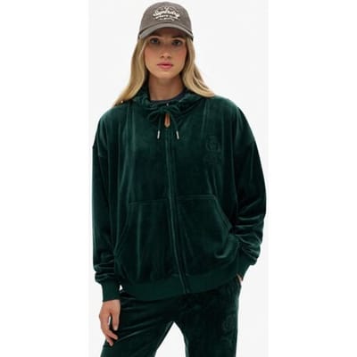 Dames hoodie met ritssluiting van velours Superdry Country Club