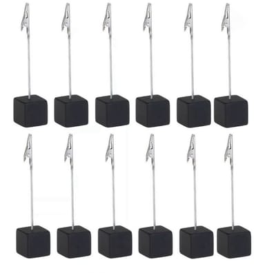 12 stuks Kaartenhouder Kubus – Decoratieve Memo & Fotohouder, Tafelnummer Standaard voor Bruiloft, Feest of Bedrijf, Zwart