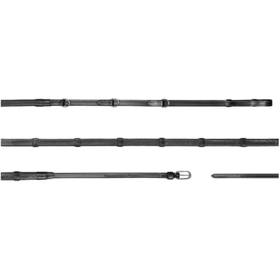 Dy'on 1/2'' Howlett Rubber Teugels met 3 D-ringen en 7 leren passanten Working Cob Black