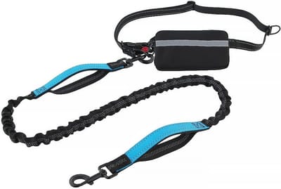 Handsfree hondenriem met dubbele handgreep en reflecterende steken - verstelbare taille riem voor joggen en wandelen