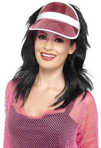 Jaren 80 verkleed zonneklep - roze - dames - carnaval - Eighties stijl