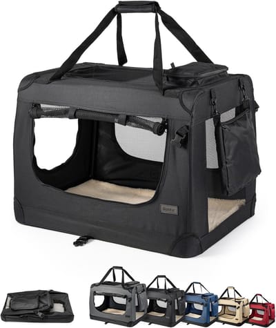 Transportbox Hond - Dierenmand Draagbaar - Veilig Vervoer - Ventilatie Mesh - 101 cm - Zwart
