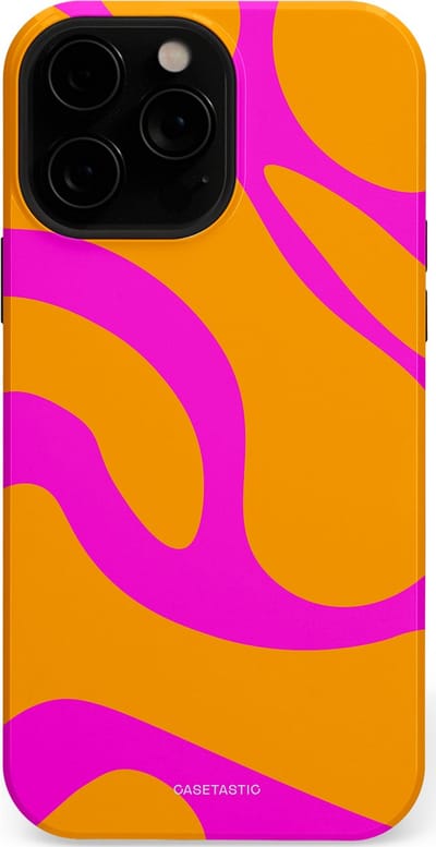 Casetastic Hoesje Geschikt voor Apple iPhone 13 Pro Max Magsafe - Stijlvolle Beschermende Duo-layer Case - Zonnige Zebra Roze-Oranje