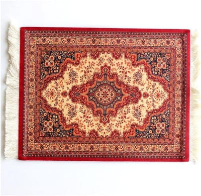 Mini Oosterse Muismat van Textiel - Kleine Muismat met Borstels, Katoenen Computeraccessoires, 28 x 18 cm, Ideaal voor Thuis en Kantoor