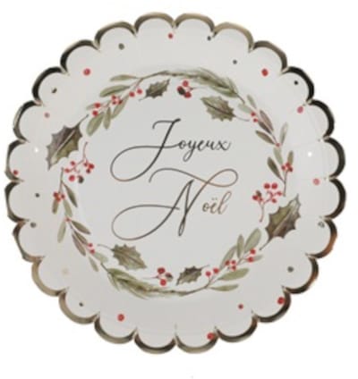 ARTYFETES - 8 traditionele chique borden 23 cm Fijne Kerstdagen