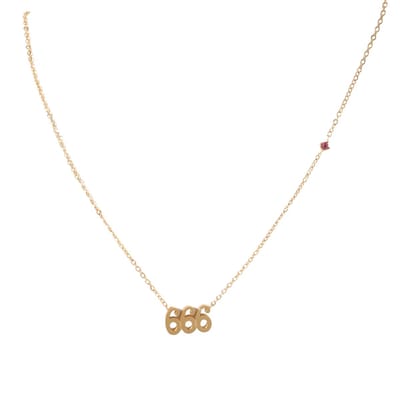 Plux Fashion 666 Ketting - Goud - 2mm/40cm + 5cm Verlengstuk - Sieraden - Angel Numbers - 666 Angel Number - Halsketting Dames Goudkleurig - Sieraden Cadeau - Angel Number Jewellery - Gouden Ketting Dames - Ketting Met Hanger - Roestvrijstaal