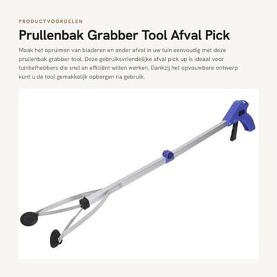 Prullenbak Grabber Tool - Afval Pick Up - Eenvoudig Opvouwbaar - Blauw Handvat - Tuin Bladeren - Gebruiksvriendelijk - Ergonomisch Ontwerp