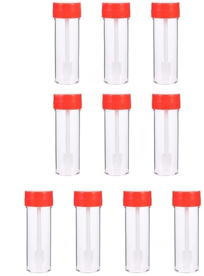 Dailygoods- Maatbeker 25 ml - Steriele Monsterbeker - Met Deksel - Set van 10 - Voor Laboratoriumtesten - Inclusief Lepel
