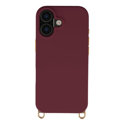 Selencia Hoesje - Geschikt voor iPhone 16 - Rivièra geschikt voor MagSafe Backcover met afneembare haakjes - Bold Burgundy