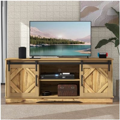 Buffet TV - MUVOE - Vintage Brown - 2 portes coulissantes - Étagères réglables - 150x40x60cm