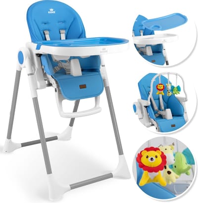 KIDIZ® 3in1 kinderstoel incl. speelbar, Eetstoel, Babystoel, combinatie kinderstoel, 7 in hoogte verstelbare rugleuning, meegroei van 0 maanden tot 6 jaar - Blauw