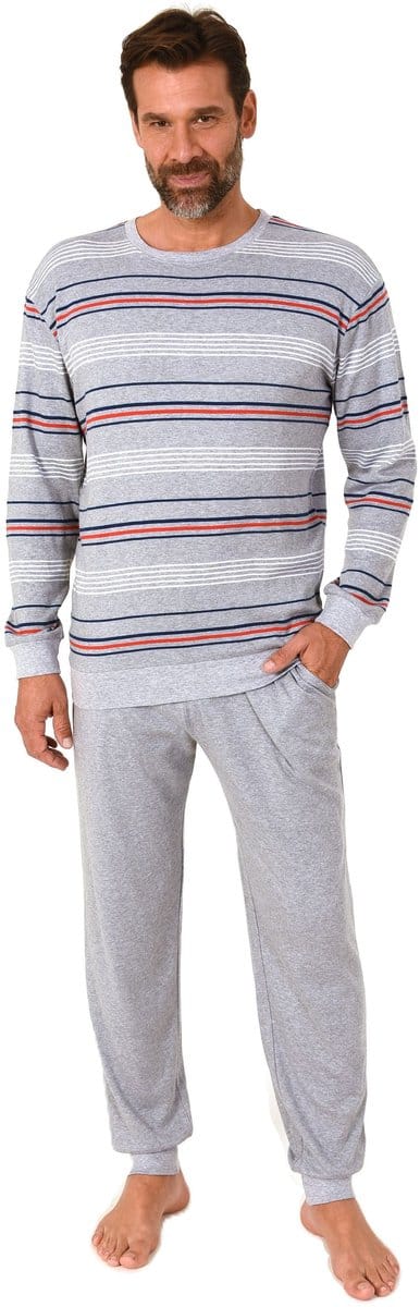 Heren pyjama met manchetten in warme snoezige interlock kwaliteit - ook in overmaten