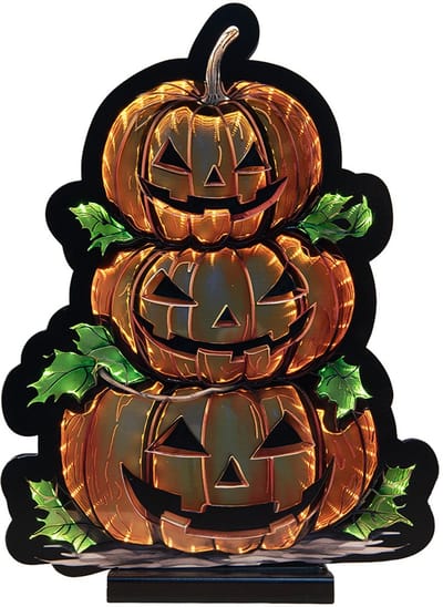 Clayre & Eef Kerst Infinity Spiegel Lamp Pompoen 30x7x41 cm Oranje Kunststof Herfst decoratie