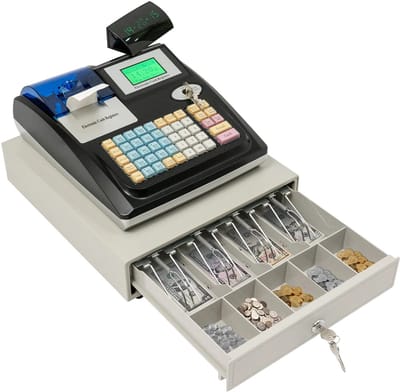 LUMÈ STORE Kassasysteem – Elektronische Kassa – POS Systeem – Kassa met Geldlade – Dubbel Display – 48 Toetsen – 10000 PLU – Zwart