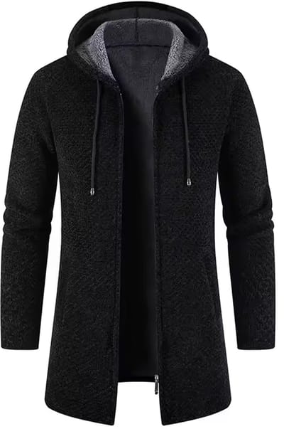 Extra Lang Vest met Capuchon - Rits - Trui - Zwart - Mannen - Mode