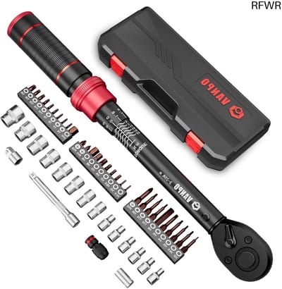 RFWR® 49-delige Momentsleutelset voor Fiets en Motorfiets met Dopsleutels en Verlengstang