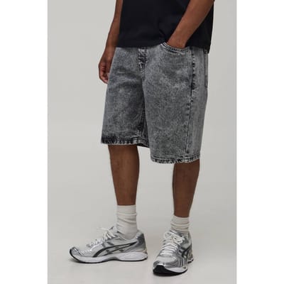 Relaxed Acid Wash Denim Shorts | Acid Wash Black | Size 50