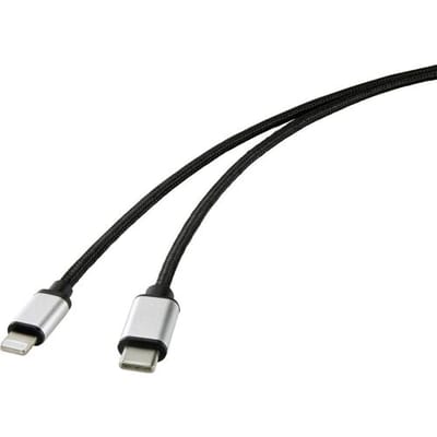Renkforce RF-4353446 USB-kabel USB 2.0 USB-C stekker, Apple Lightning stekker 1.00 m Zwart