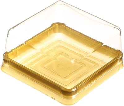Transparante Taartdozen - Plastic Doosjes - Presenteren Gebak - Gouden Rand - 50 Stuks - Goud