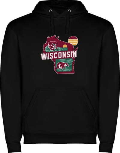 Zwarte Wanna have hoodie voor de echte Amerika / Verenigde Staten liefhebber de Amerikaanse staat Wisconsin Print Full Color Color merk Roly maat L