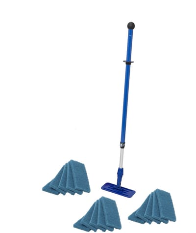 MAUS Doodlebug blauw set compleet - 15 blauwe pads met steel en houder voor randreiniging