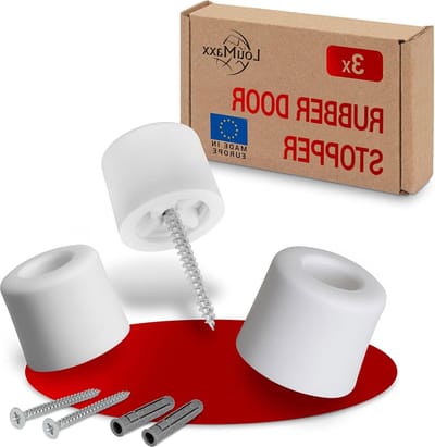 Deurstopper wit rubberen vloerschroeven set van 3 stuks - vloermontage - perfecte bescherming tegen aanslaande deuren